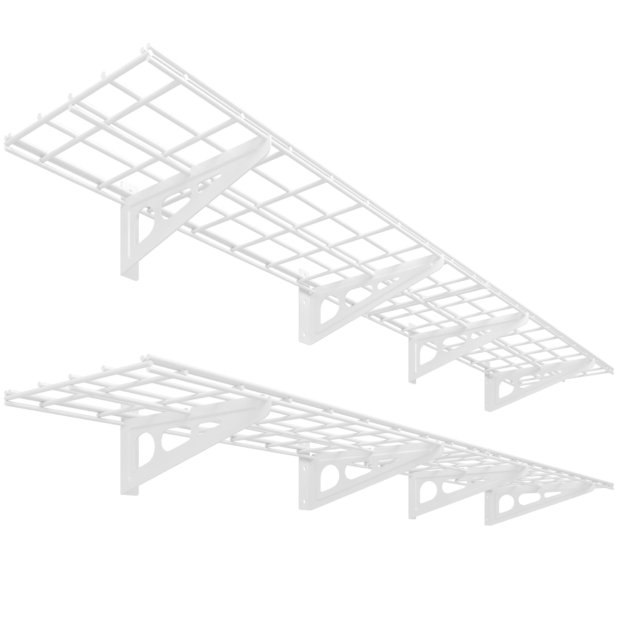 Fleximounts white 12x72 wall shelf overview for organized garage storage.