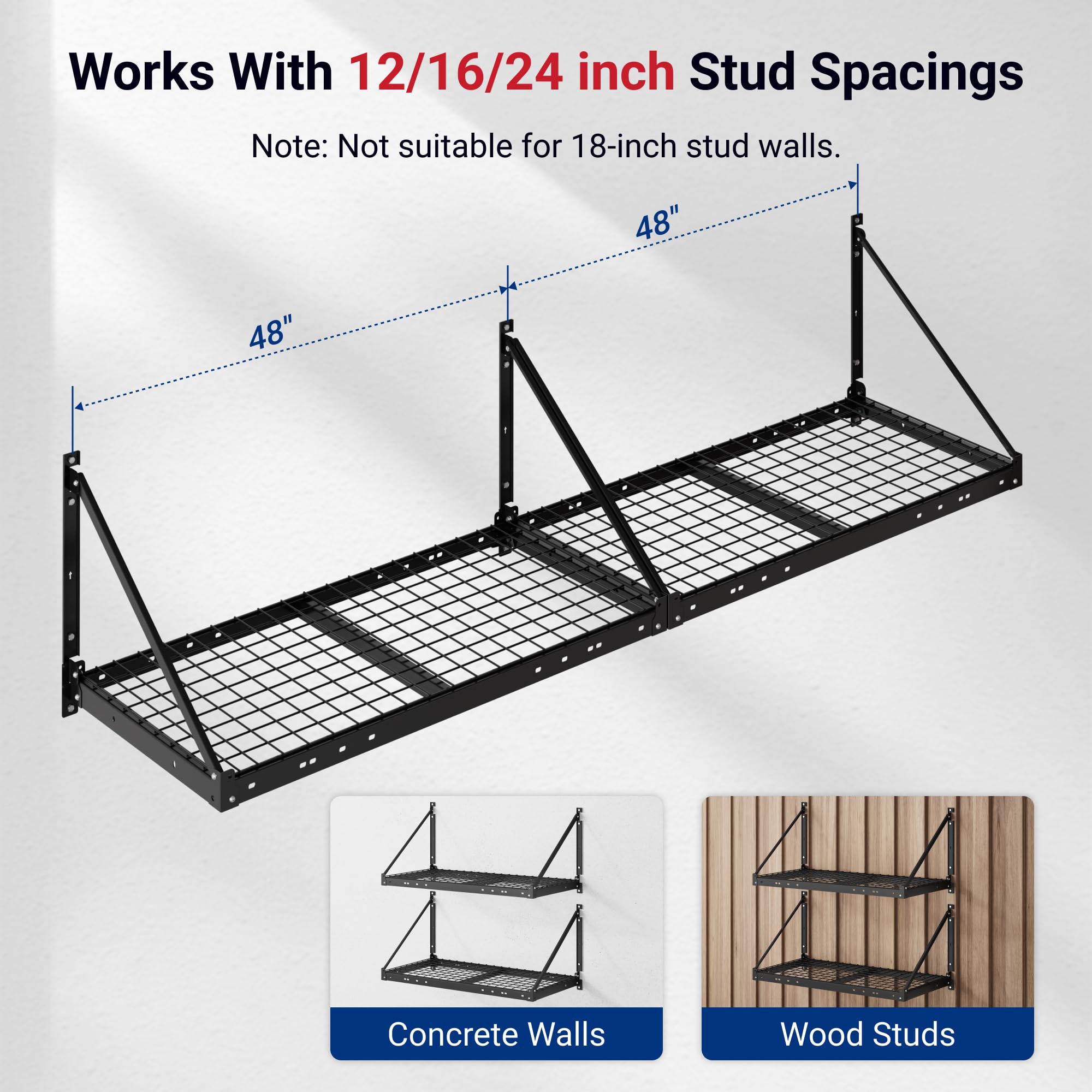 Fleximounts heavy-duty steel shelves show durable construction for long-term use.