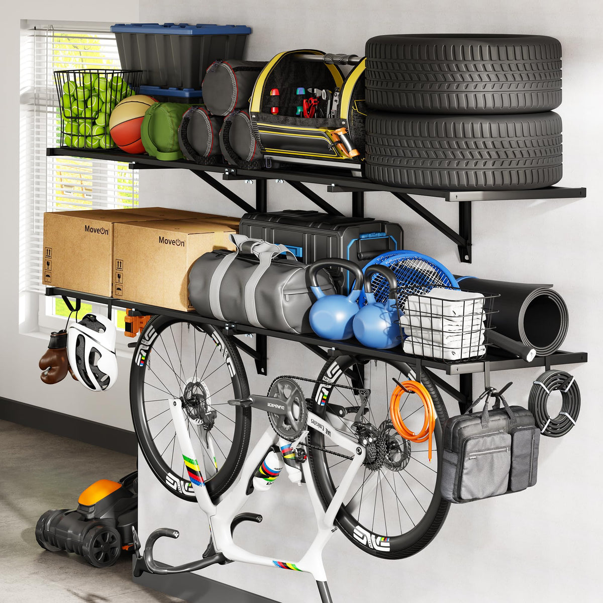 FLEXIMOUNTS 2x6ft wall shelf assembly for garage storage