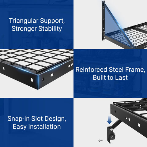 Fleximounts matte black coating resists rust in humid garage environments.