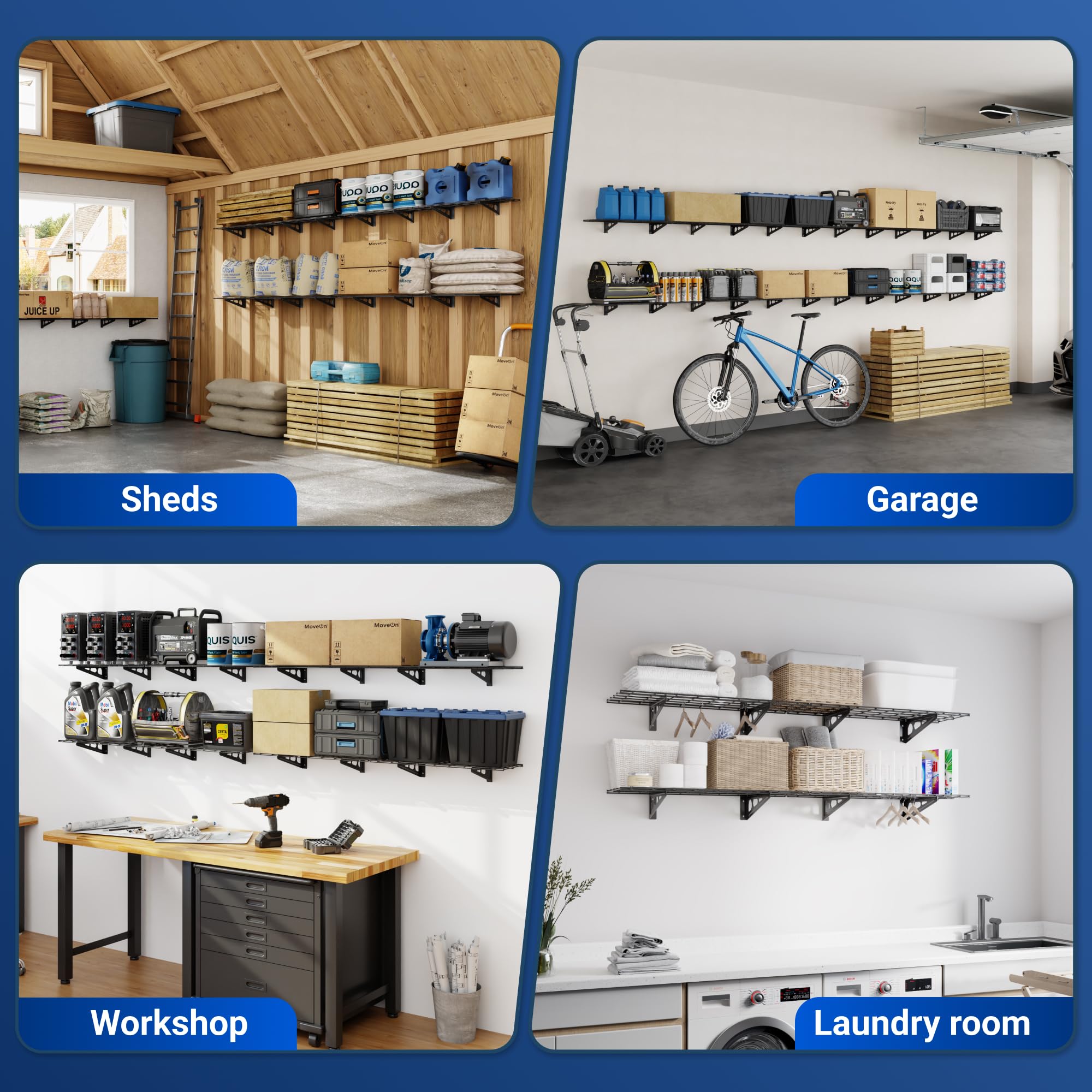 FLEXIMOUNTS 600 lb total load capacity across shelves