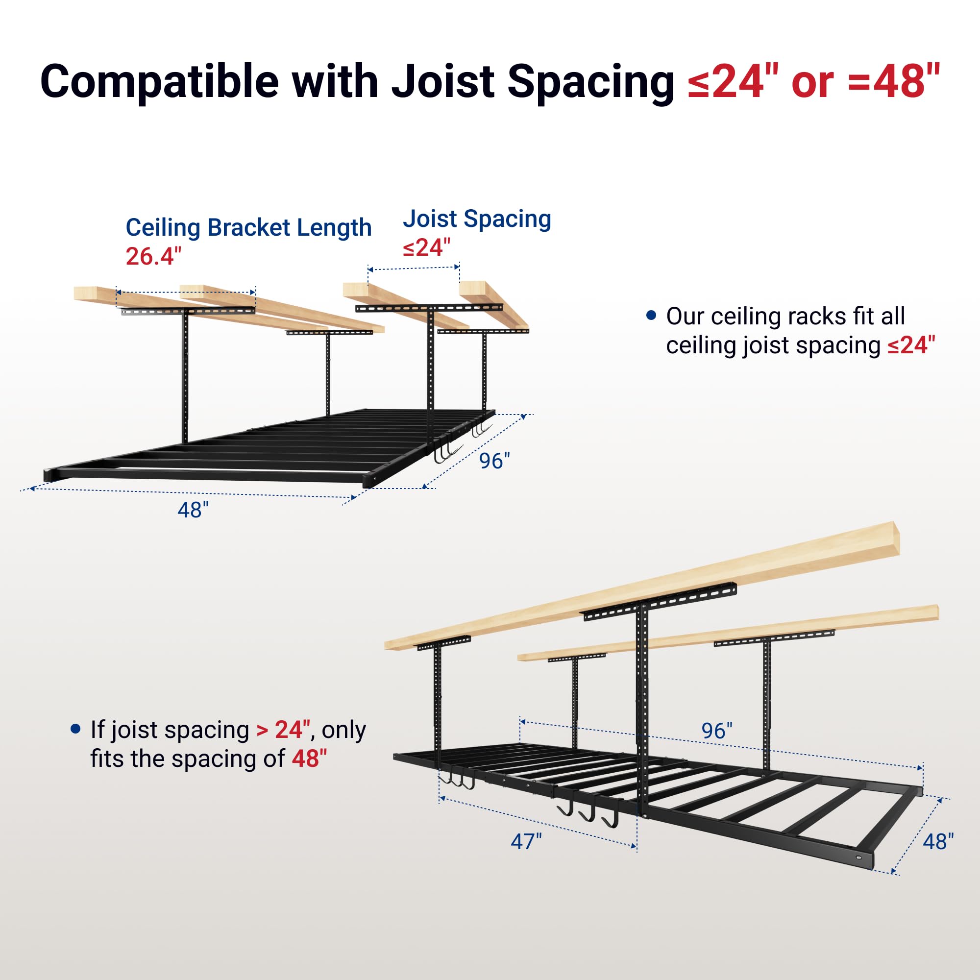 Fleximounts adjustable-height rack 22.6-39.4 inches for clearance