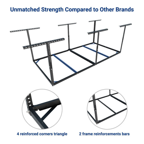 FLEXIMOUNTS heavy-duty design supports up to 600 lbs with plywood decking.