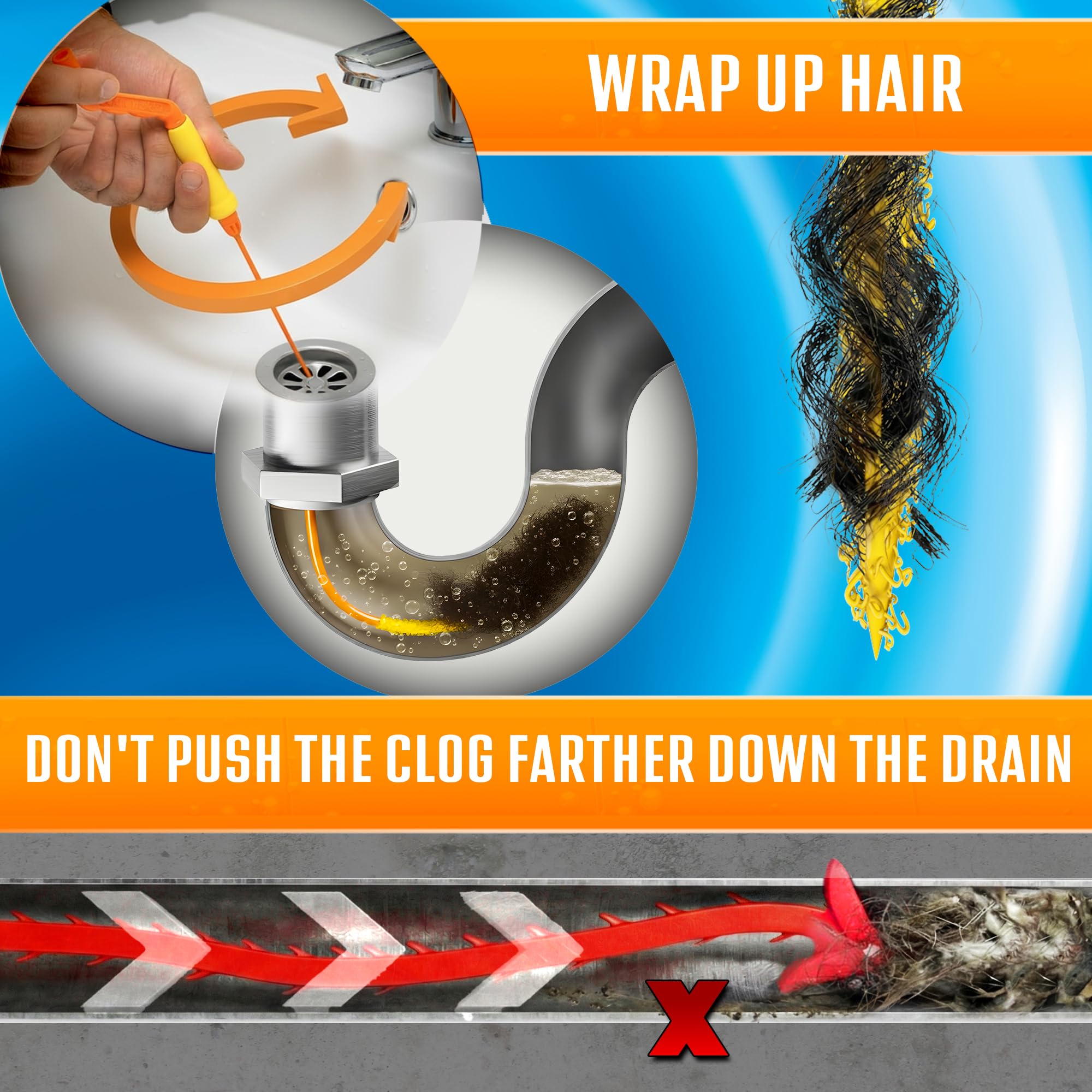FlexiSnake includes five refills for ongoing drain cleaning.