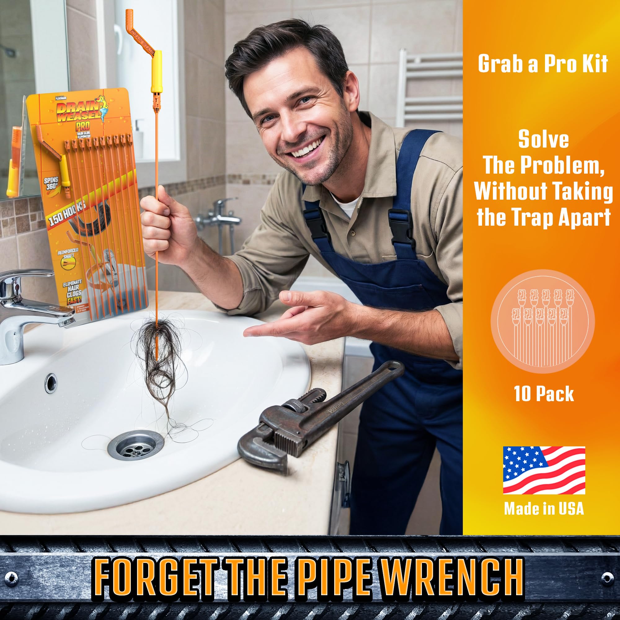 FlexiSnake Pro 10-pack wands ideal for multiple drains