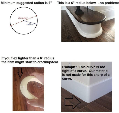 FLEXTRIM profile bends to fit irregular walls and alcoves.