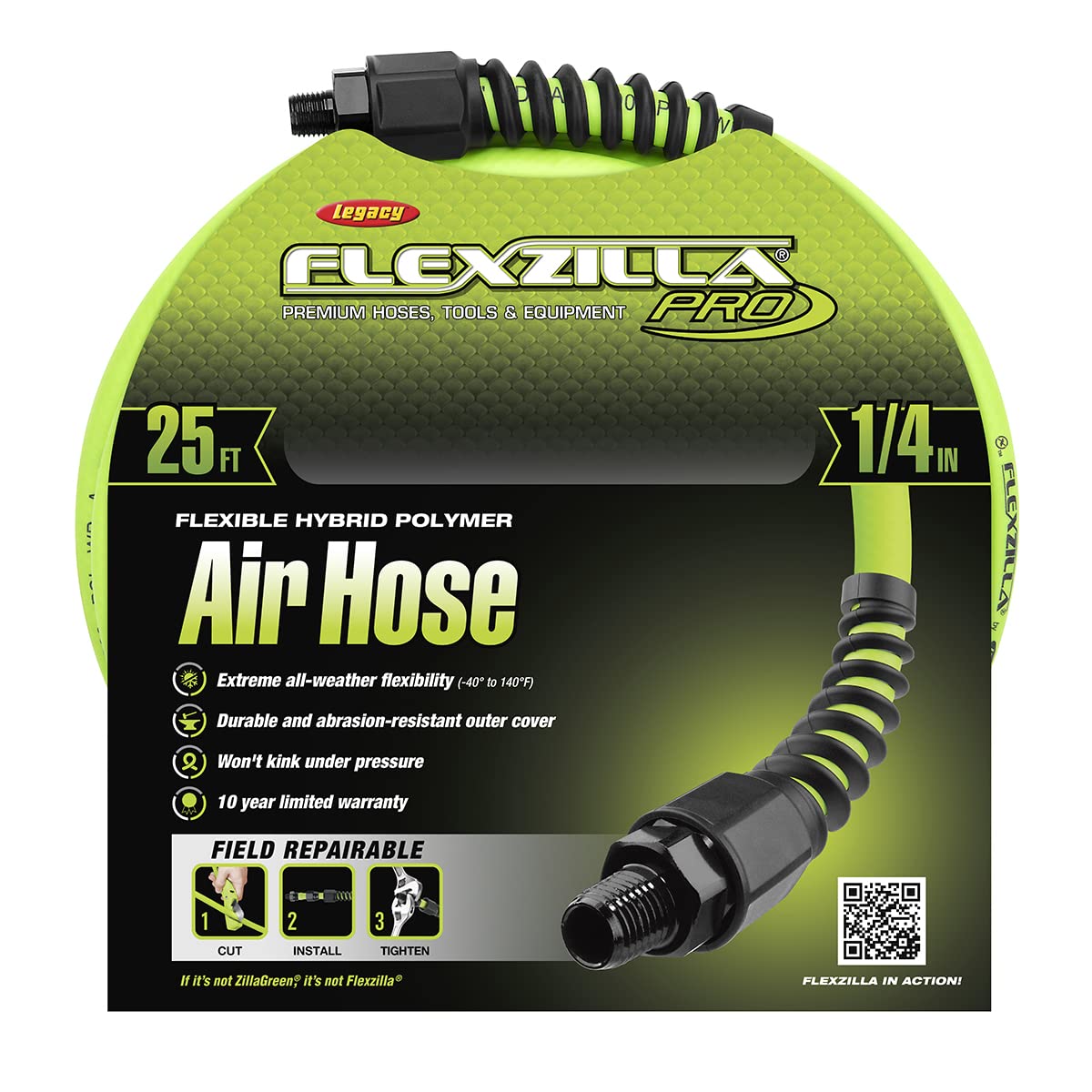 Flexzilla Pro air hose demonstrates extreme flexibility in all weather.