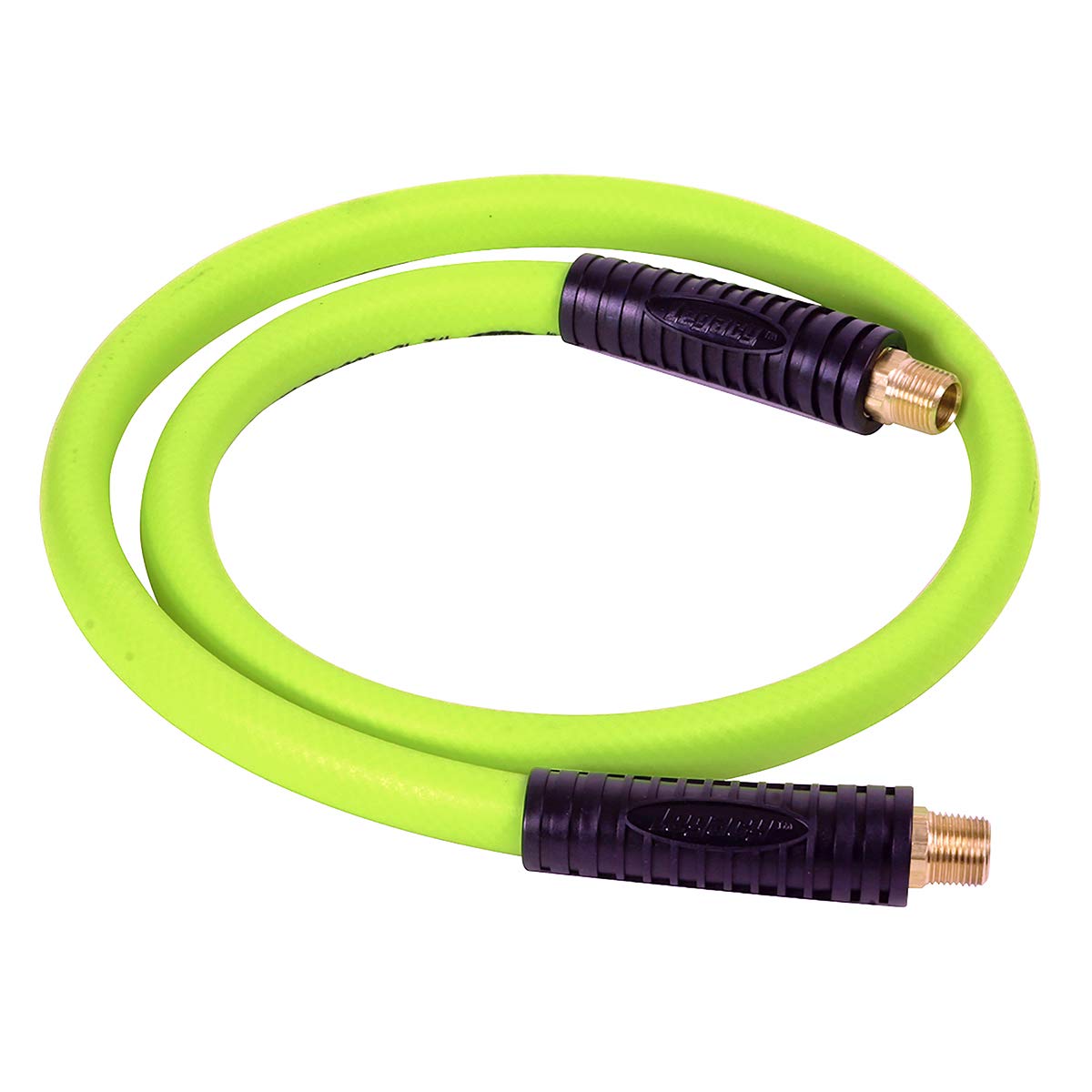 Flexzilla HFZ1204YW3S swivel whip air hose, 1/2 in x 4 ft, ZillaGreen, ideal for tight spaces and handling.