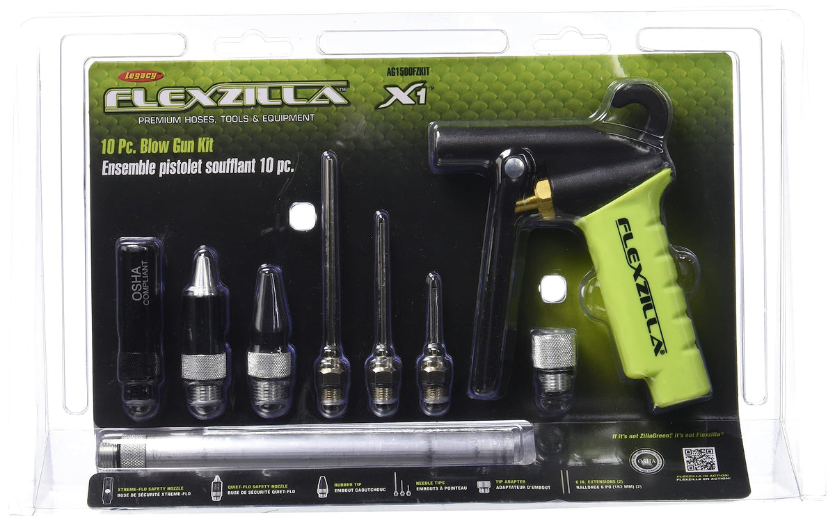 Flexzilla X1 blow gun kit gun body enhances comfort during long jobs