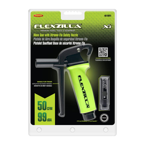 Flexzilla X3 blow gun ergonomic design provides extended-use comfort and better control.