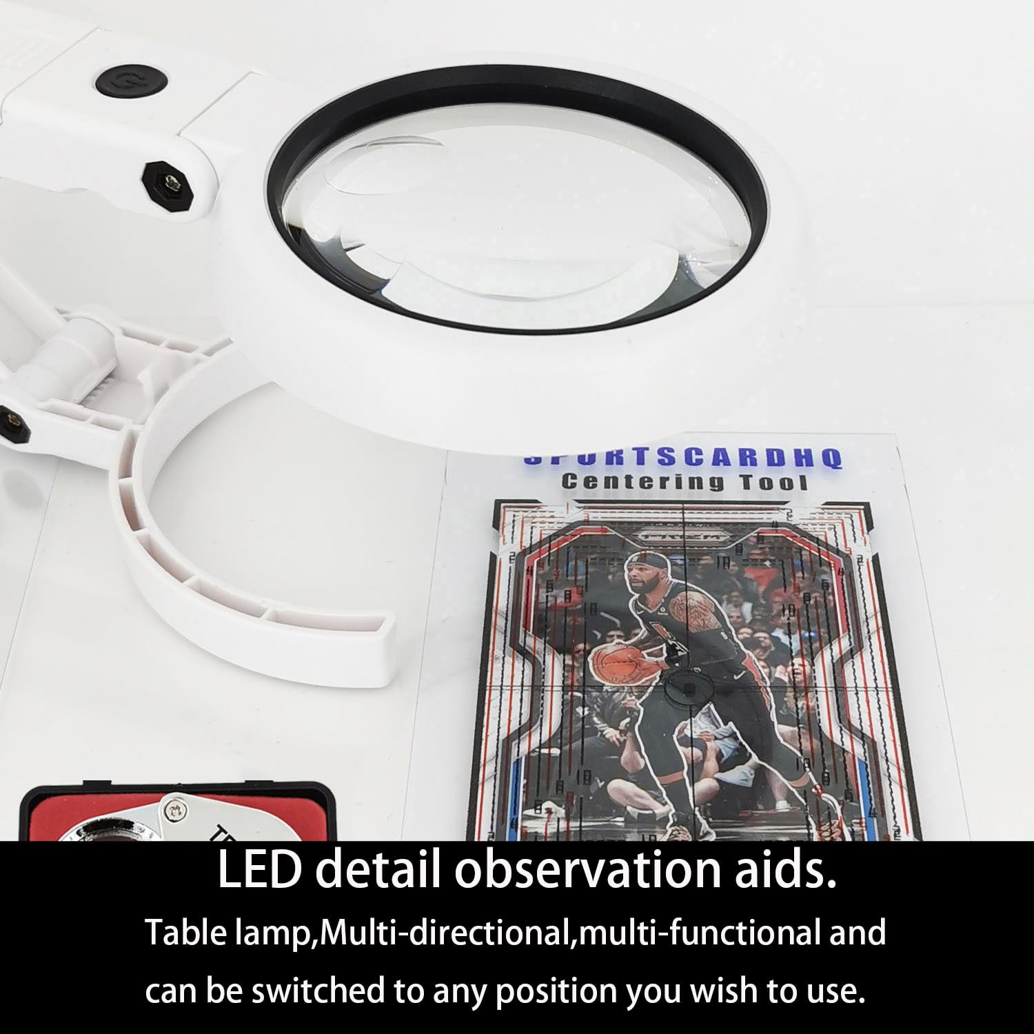 Flinduy LED detail aid highlights fine features under bright light.