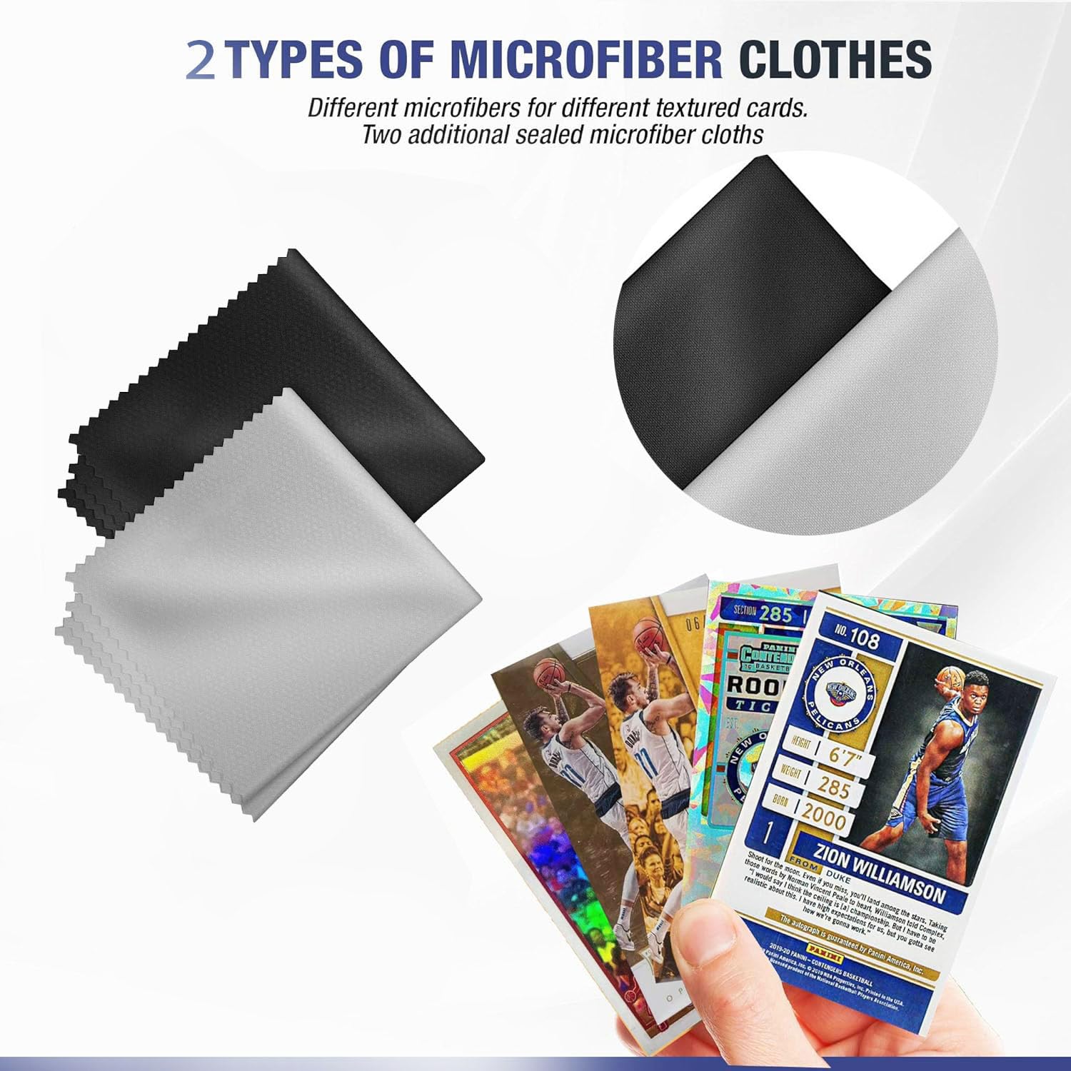 Flinduy microfiber cloths wipe dust for clean card surfaces.