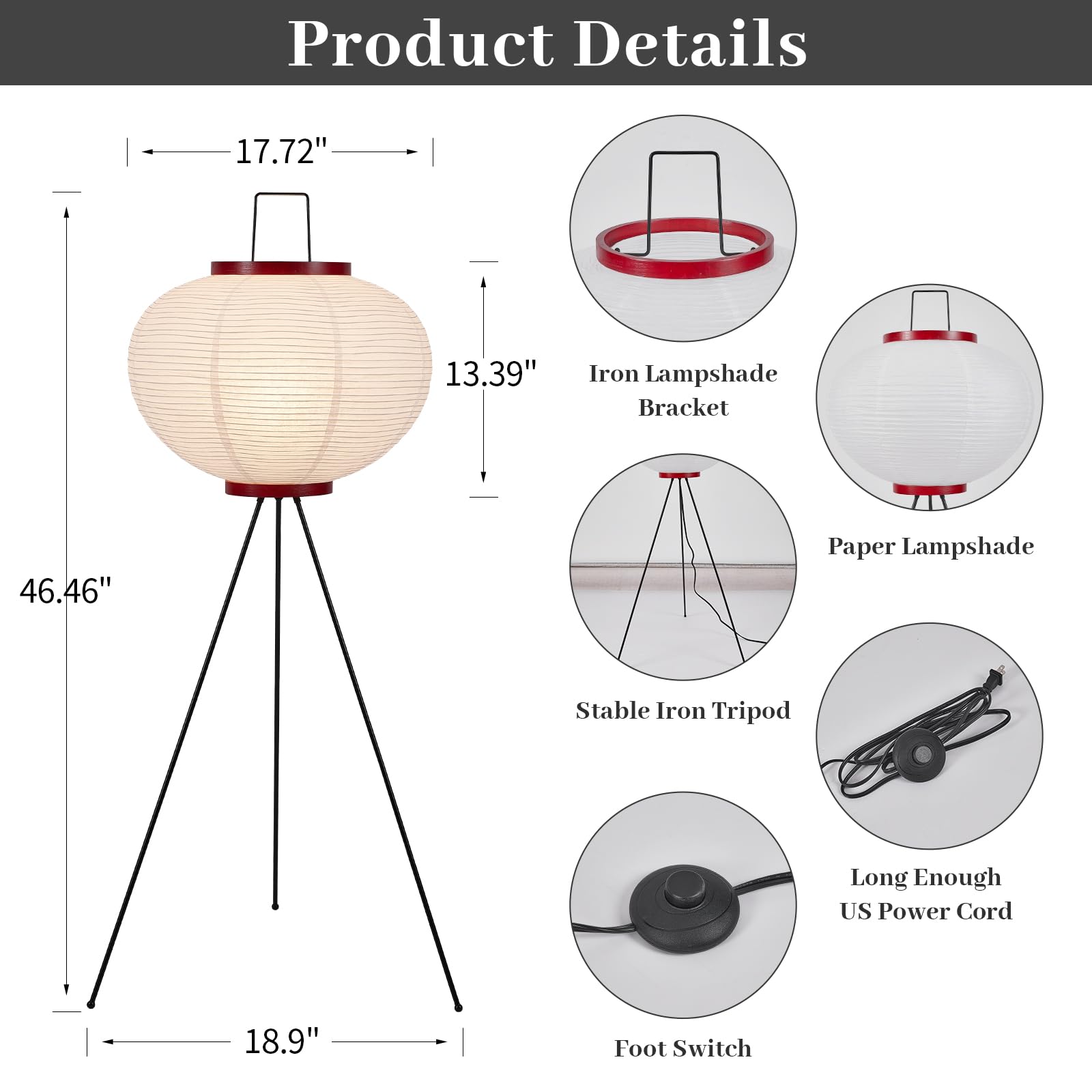 FLIOPIO durable rice paper shade with metal base for lasting decor