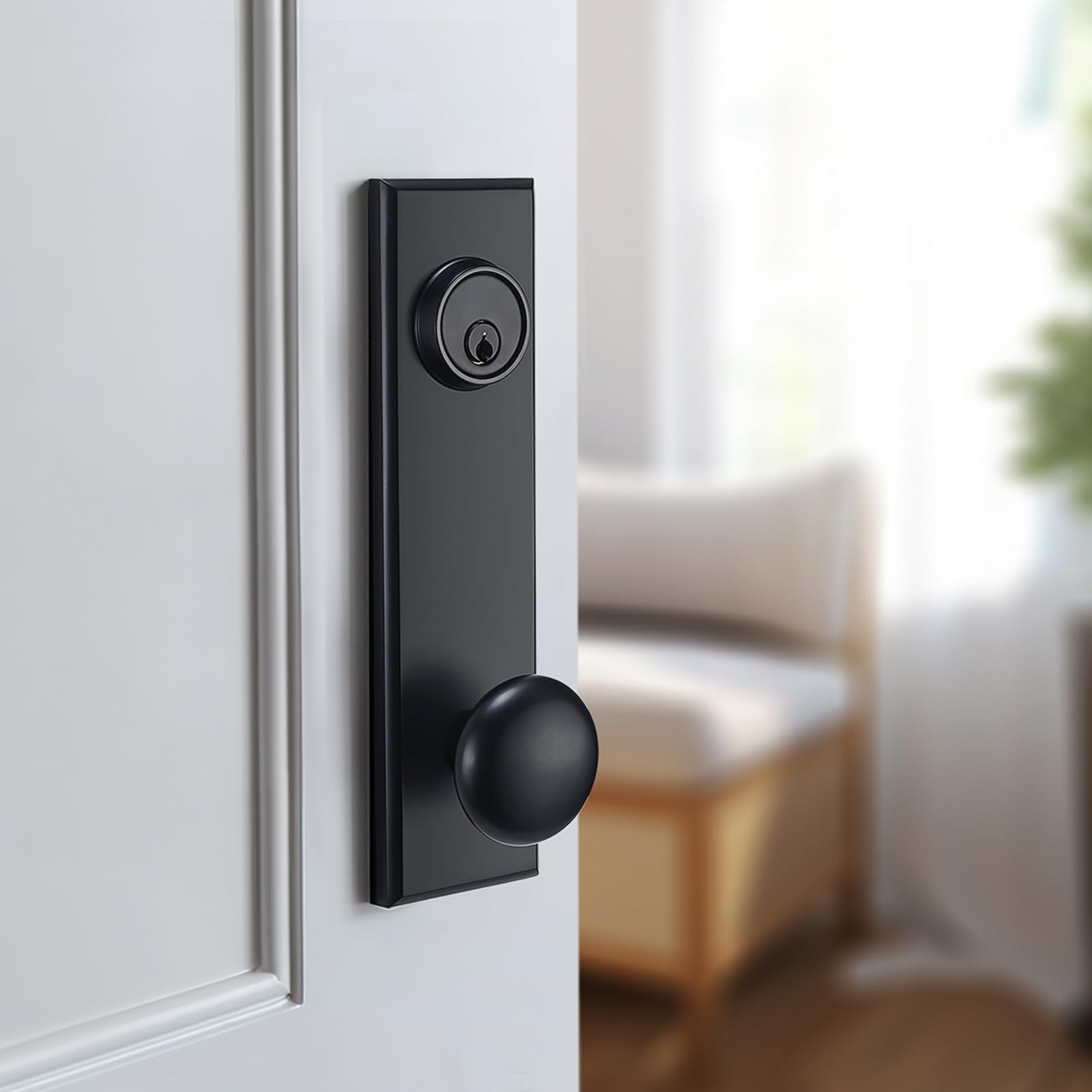 FLIRABBIT matte black deadbolt with single cylinder for secure exterior entry.
