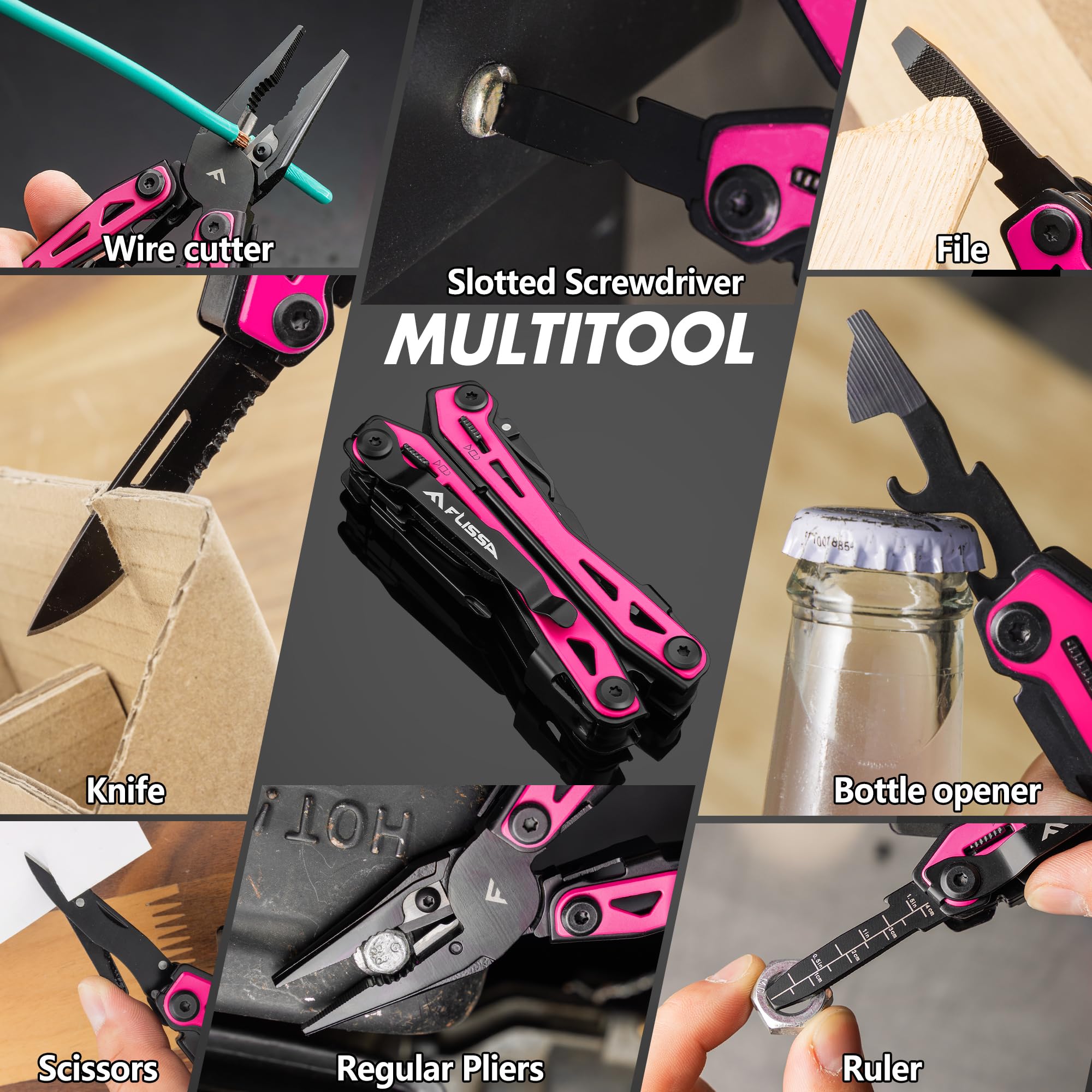 FLISSA pink multitool can opener handy on road trips