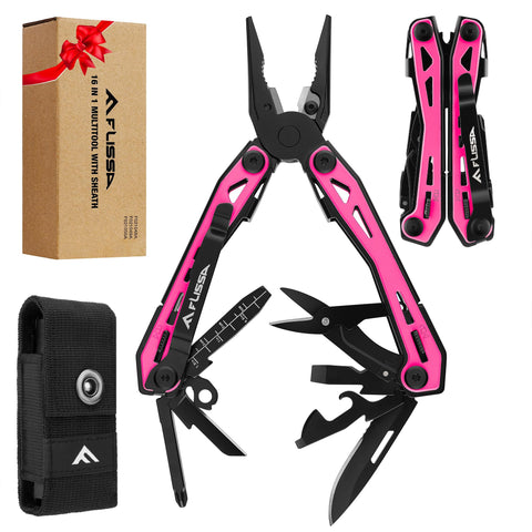 FLISSA pink 16-in-1 multitool with pliers for quick outdoor repairs