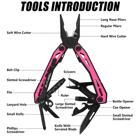 FLISSA pink multitool pocket knife for versatile everyday tasks