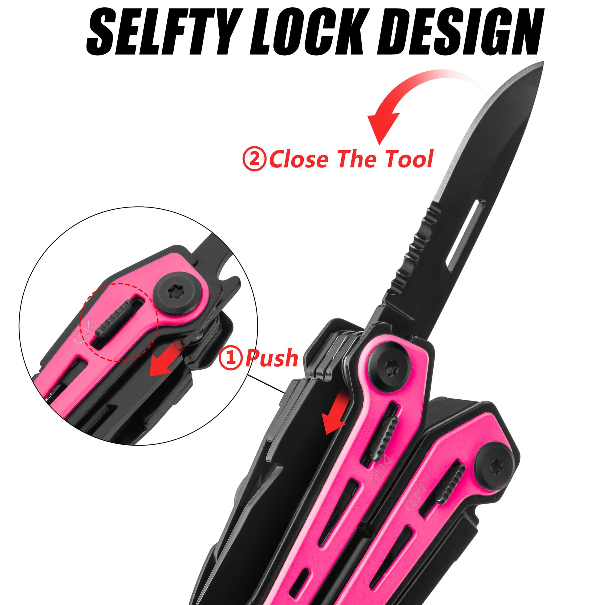 FLISSA pink multitool serrated blade for cutting ropes and cordage