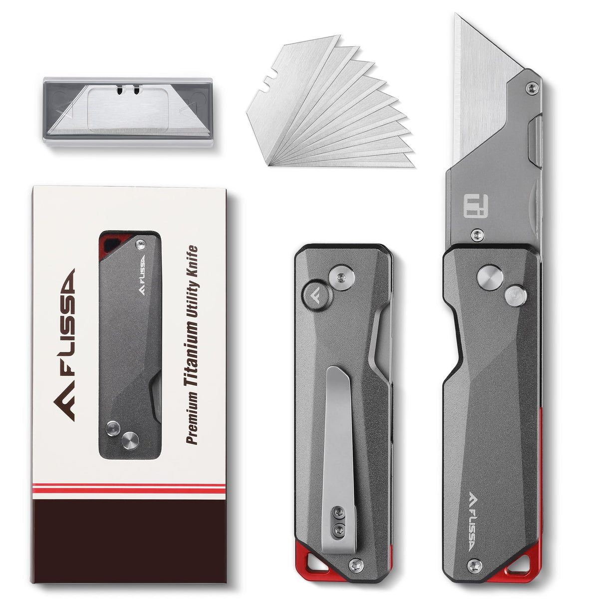 FLISSA Advanced Titanium Utility Knife with CNC unibody for precise, lightweight cutting