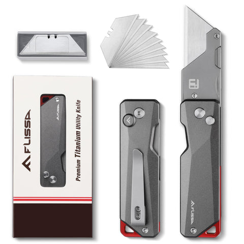 FLISSA Advanced Titanium Utility Knife with CNC unibody for precise, lightweight cutting