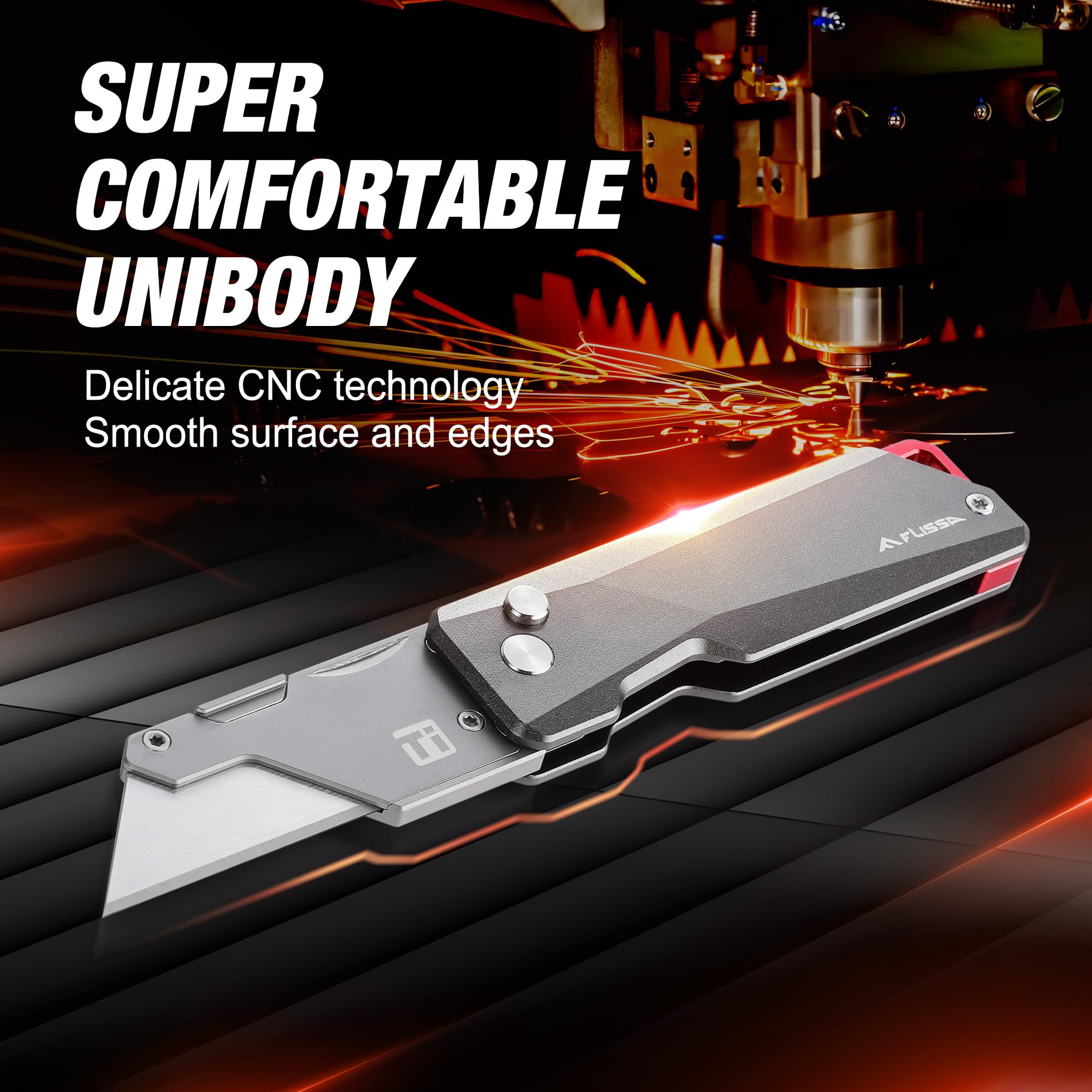FLISSA knife quick-change blade button enables fast blade swaps