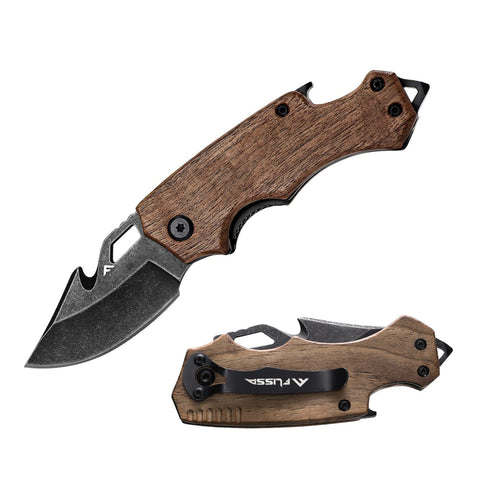 FLISSA mini folding knife opened blade for quick one-handed use