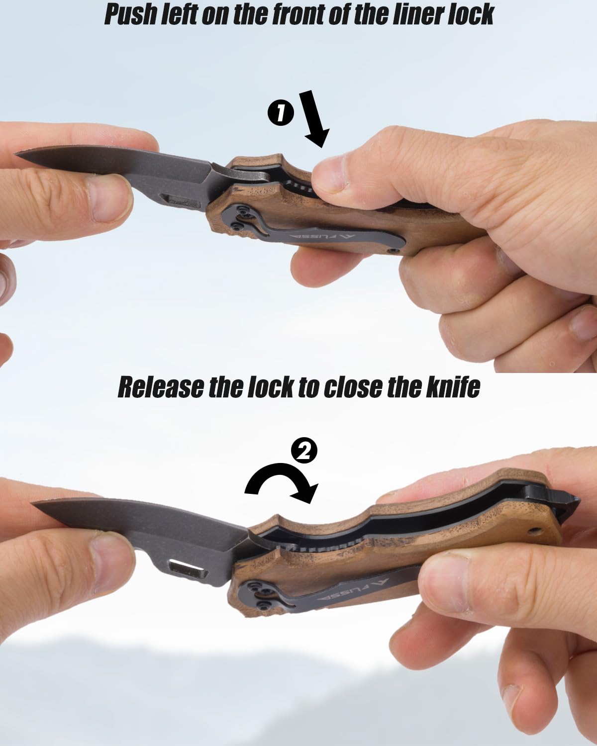 FLISSA knife features secure liner lock for safe operation