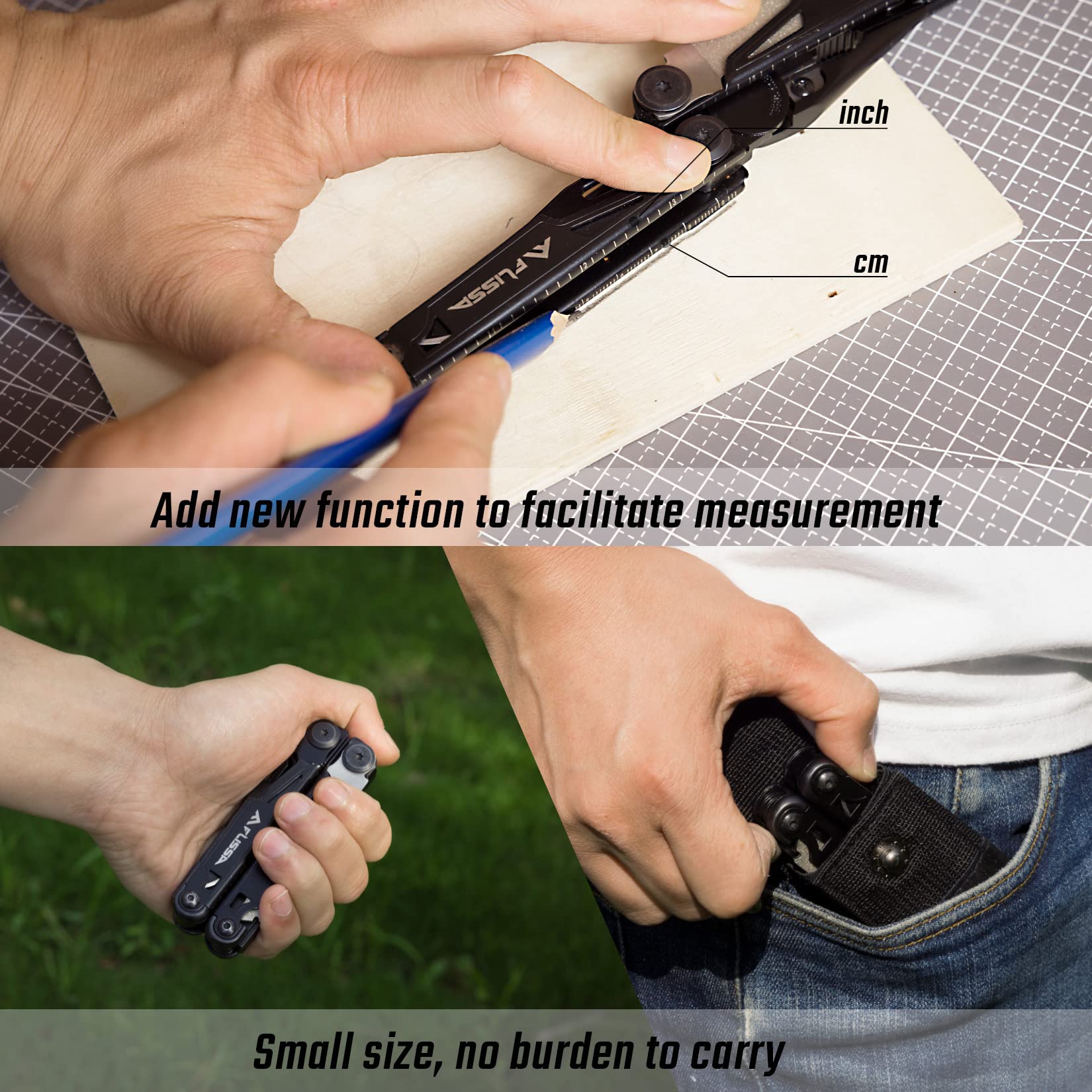 FLISSA multitool in field setup supports camping or hiking repairs.