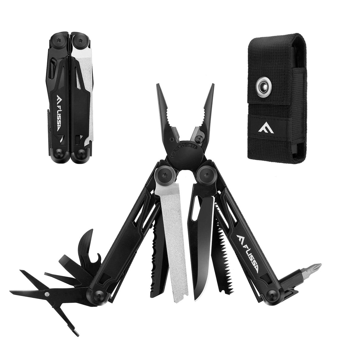FLISSA multitool folded-compact for easy pocket carry and quick access.