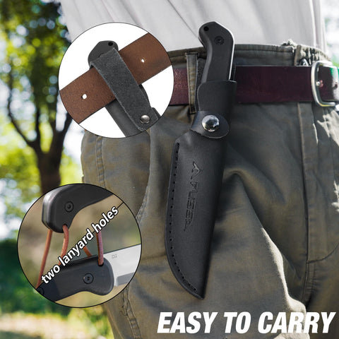 FLISSA hunting knife ready for camping, bushcraft, and survival adventures.