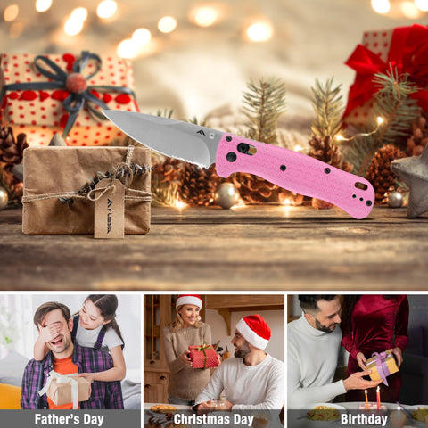 FLISSA pink knife featuring deep pocket clip for secure carry.