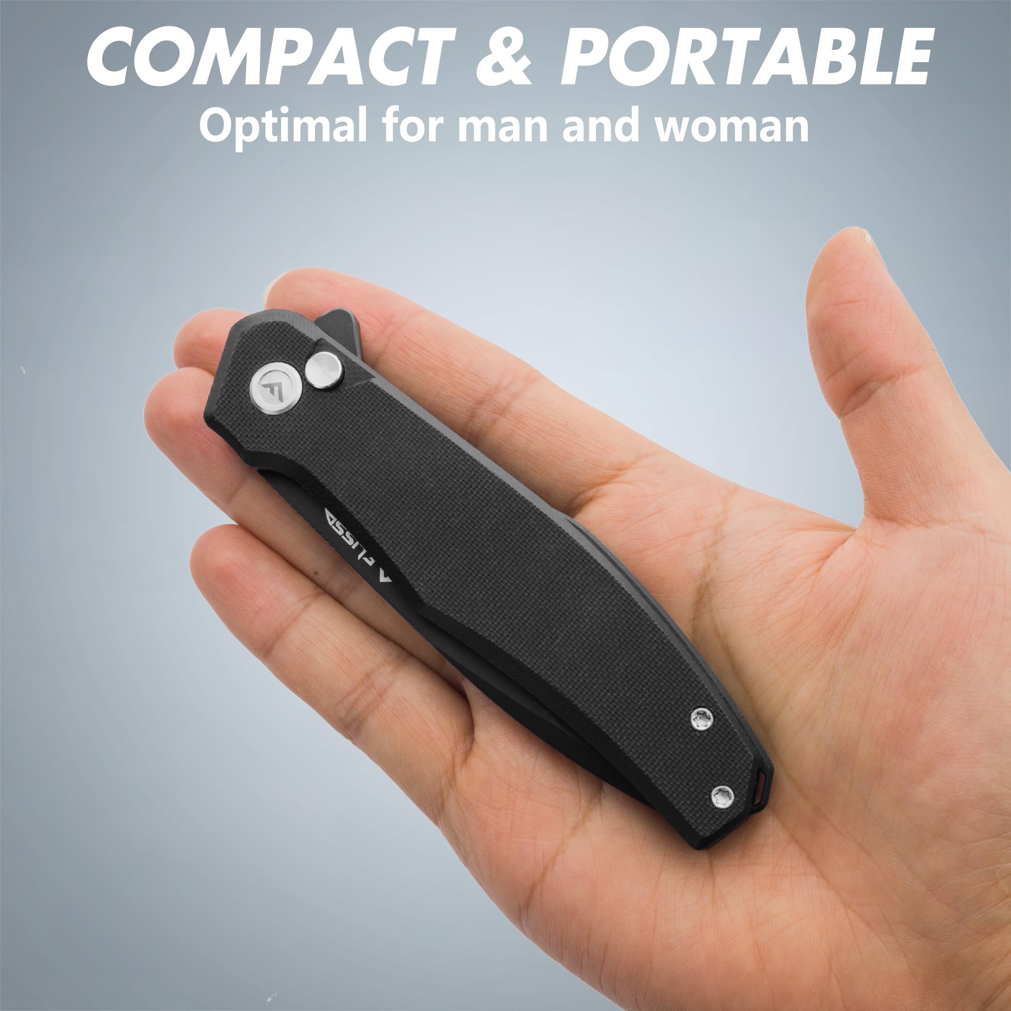 Deep-pocket clip on FLISSA knife secures carry during hikes