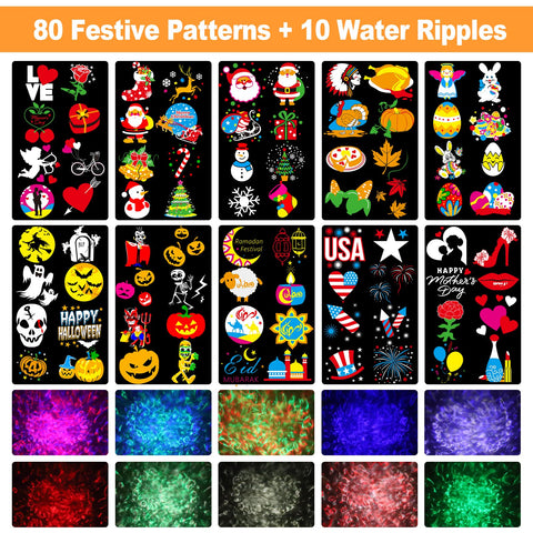 FLITI Brighter Valentines Projector showing eight patterns for yard decor
