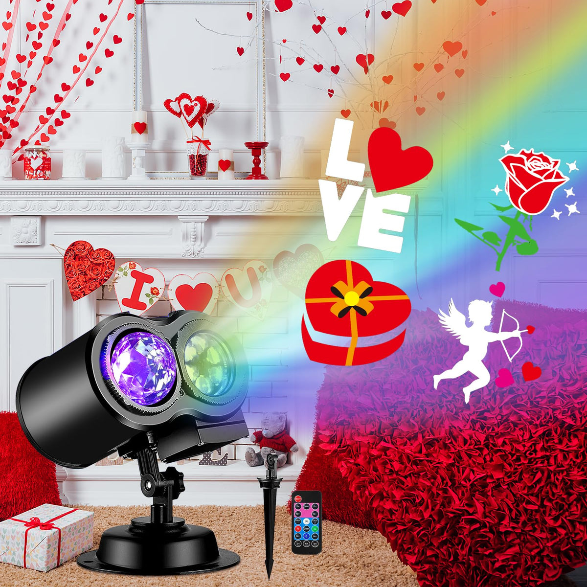 FLITI Brighter Valentines Projector front view for compact romance lighting