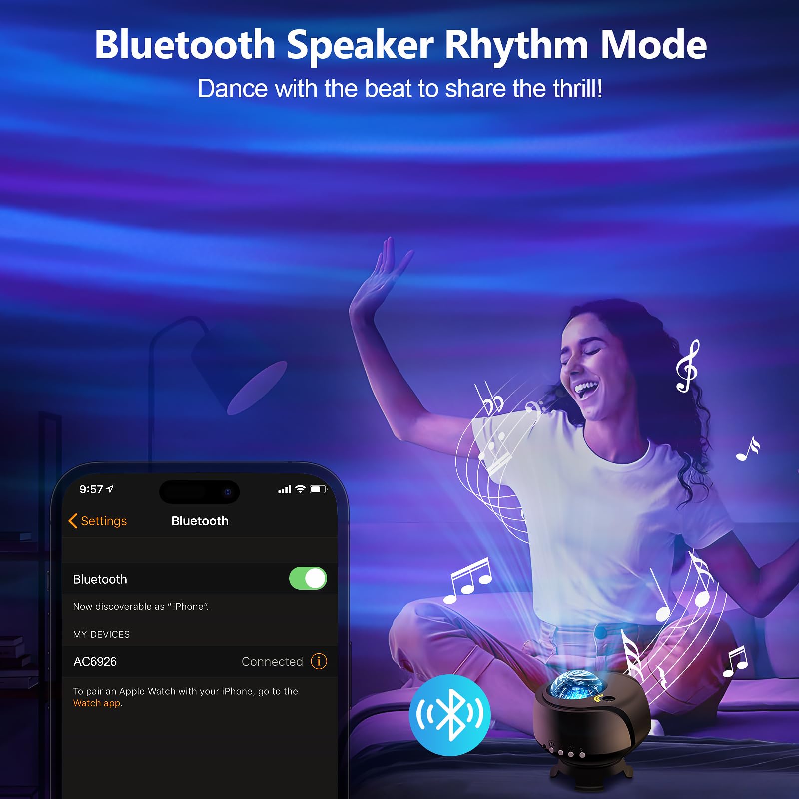 FLITI Star Projector party mode supports gaming and celebrations with dynamic lighting.