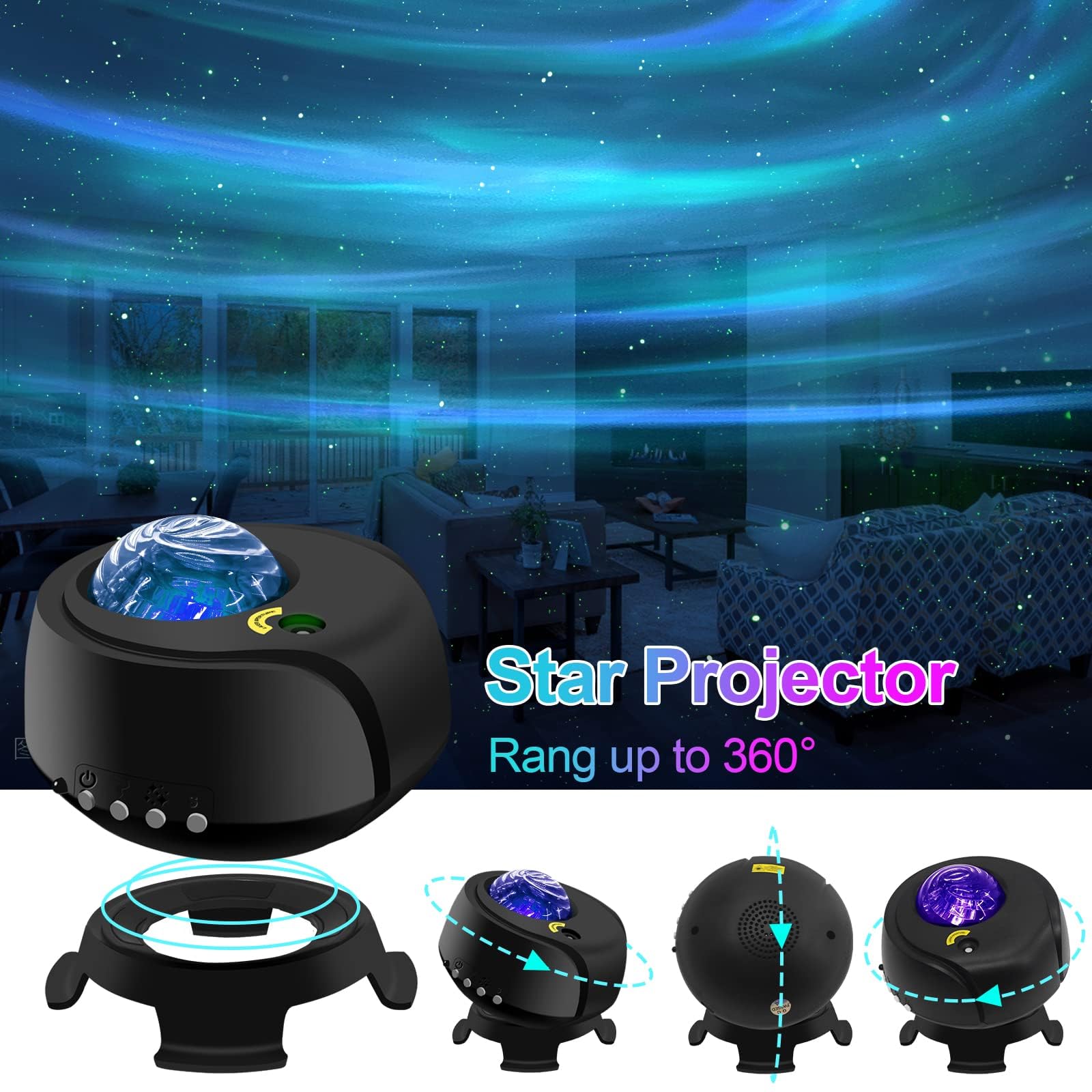 FLITI galaxy projector room-wide illumination casts dramatic ambience across space