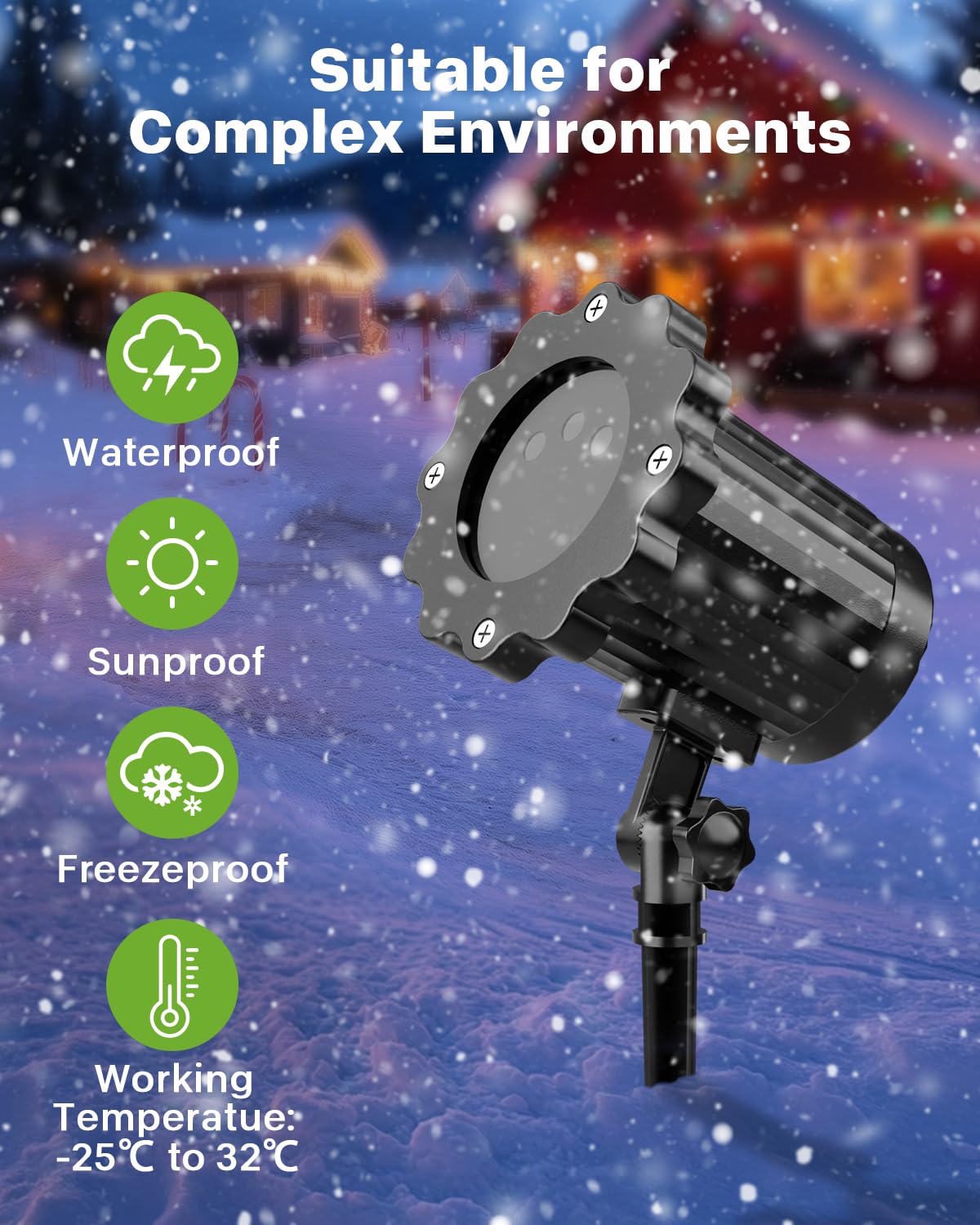 Includes base and plug for easy installation anywhere