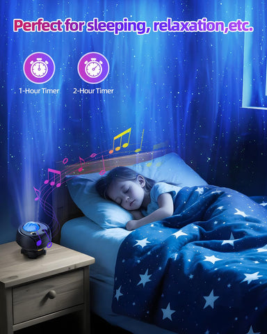 FLITI Northern Lights Projector streams Bluetooth audio for music-synced visuals.