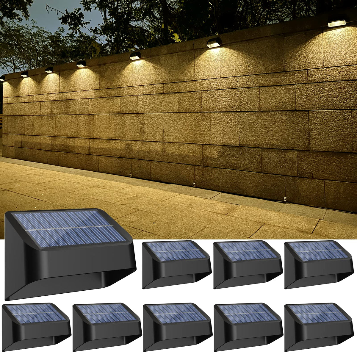 FLITI solar lights outdoor RGB colors illuminate fences with vibrant ambient glow