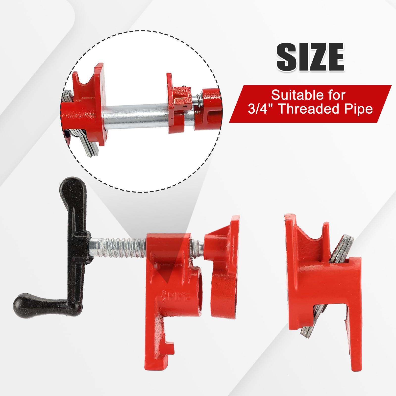 FLKQC 3/4-inch pipe clamp with ergonomic handle for easy tightening
