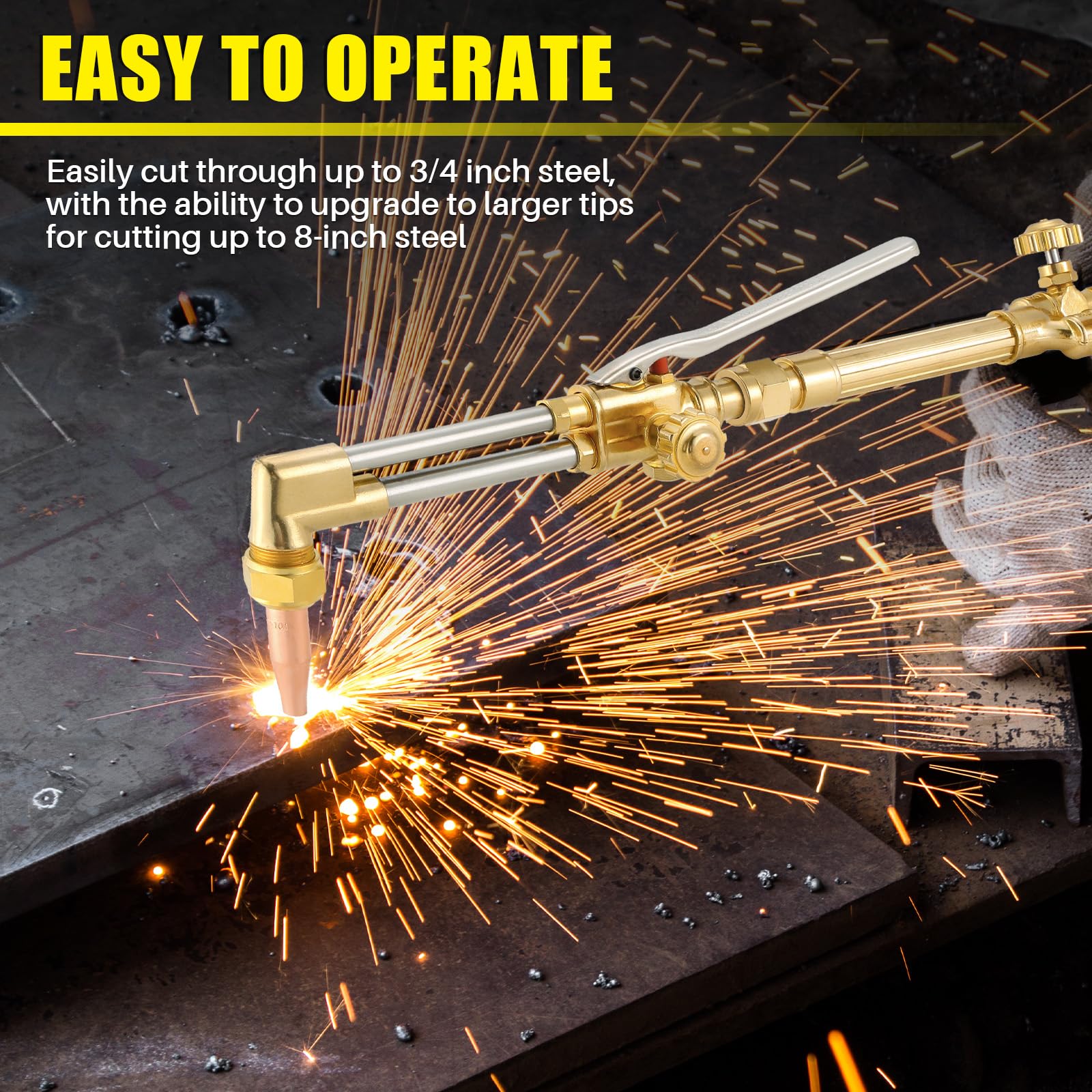FLKQC cutting torch kit offers gas options for versatile metal cutting setups.