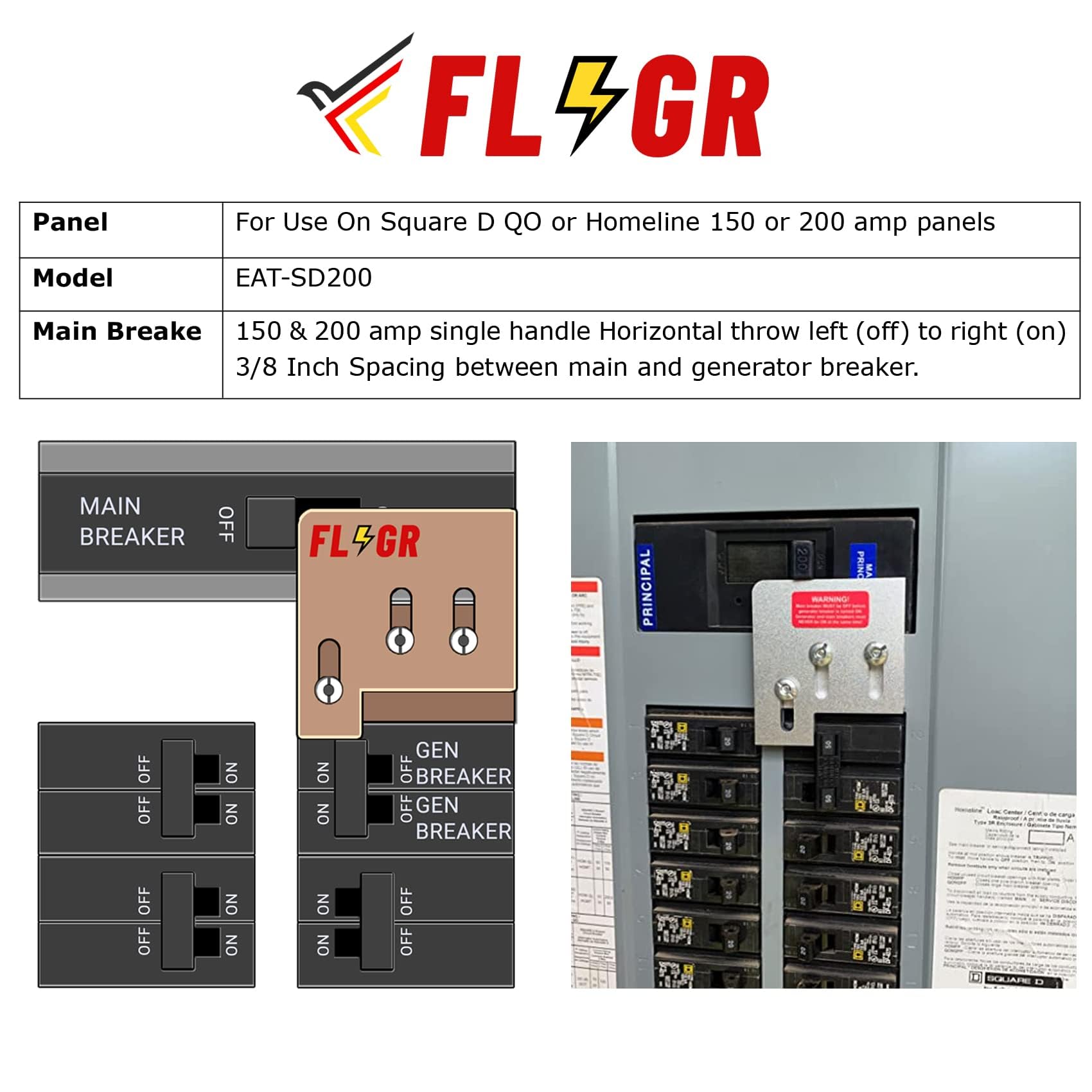 Flngr generator interlock hardware for QO and Homeline panels