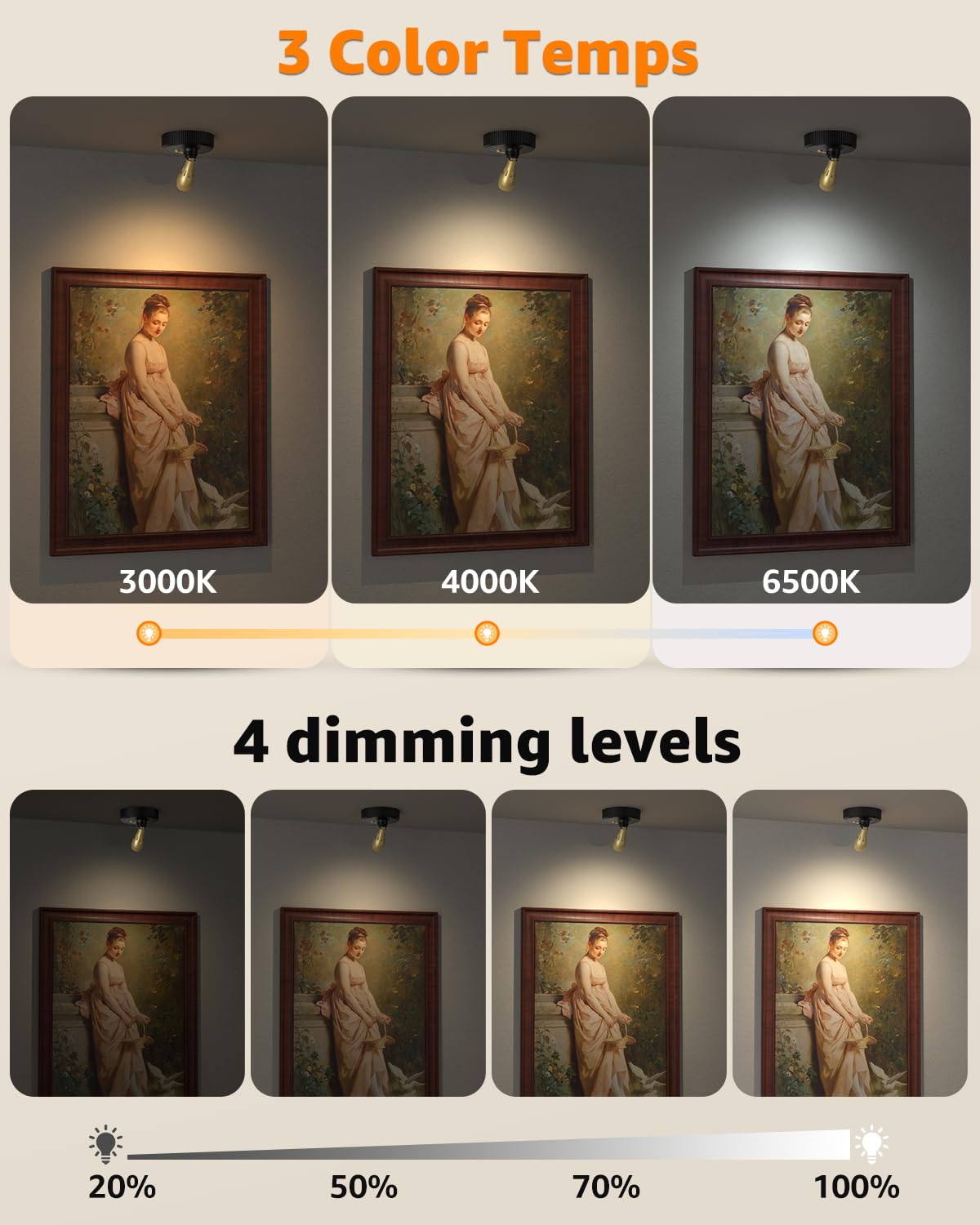 Floarligso Spotlight Indoor Tilt and Rotate for precise artwork or plant highlighting.
