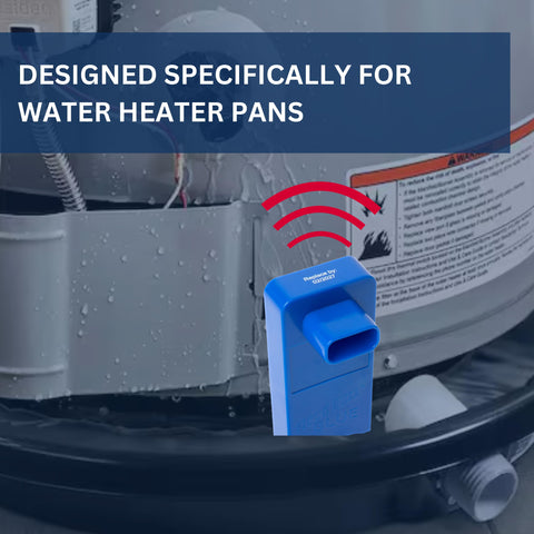 Flood Buzz Blue Model water heater pan fit ensures direct leak alert at the source