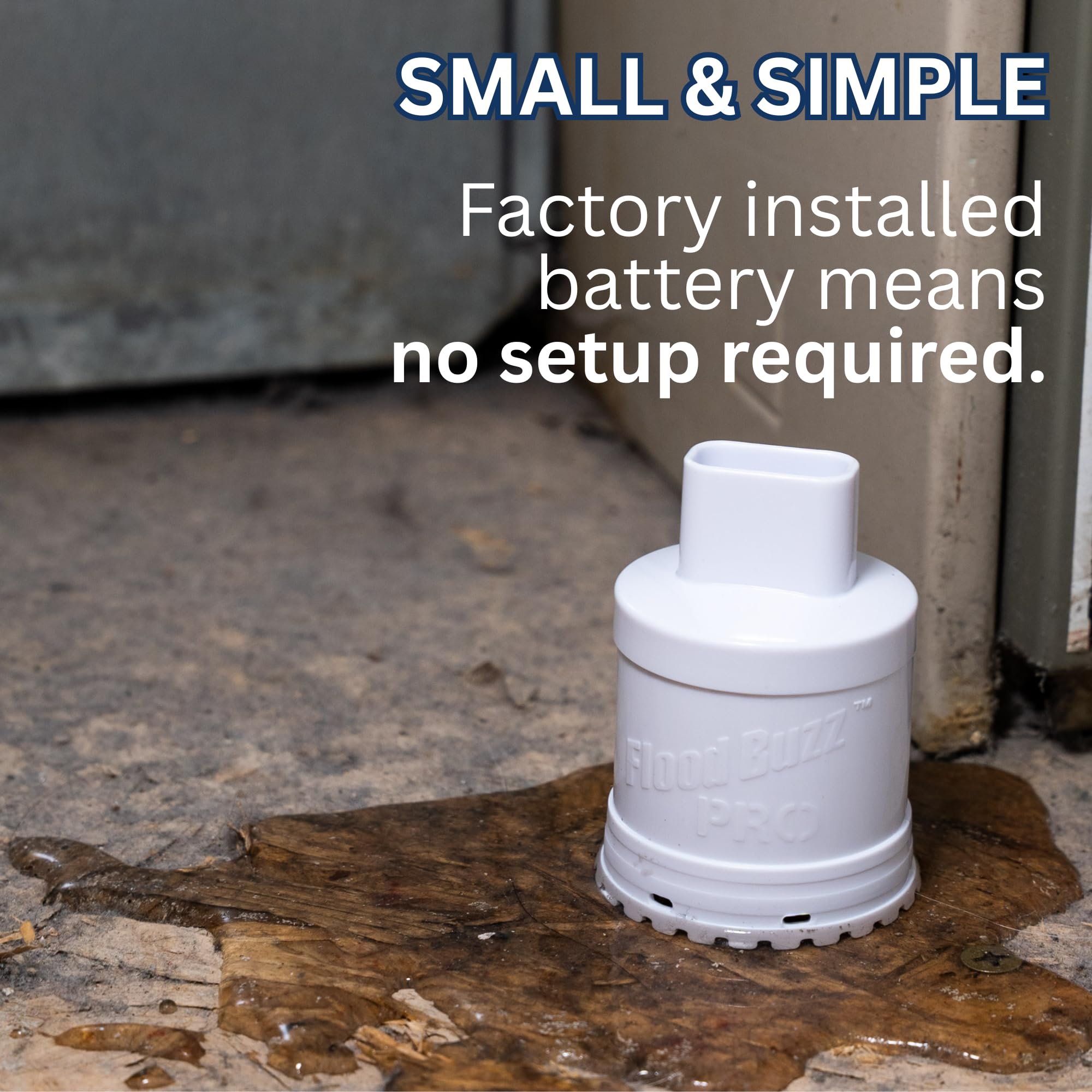 Flood Buzz Pro under kitchen sink, discreet leak protection.