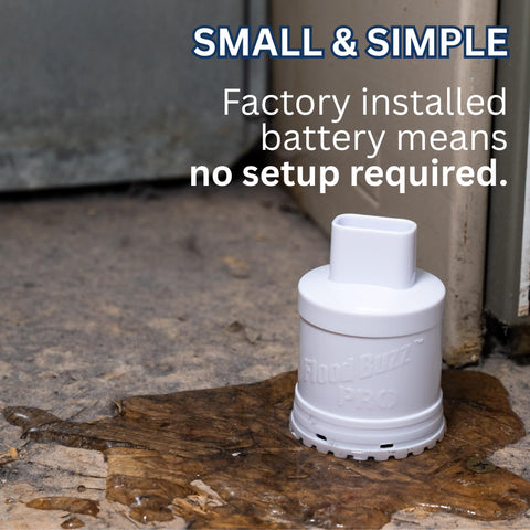 Flood Buzz Pro under kitchen sink, discreet leak protection.