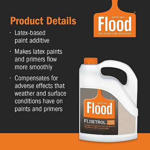 Flood Floetrol gallon container closeup shows durable, consistent results on large projects