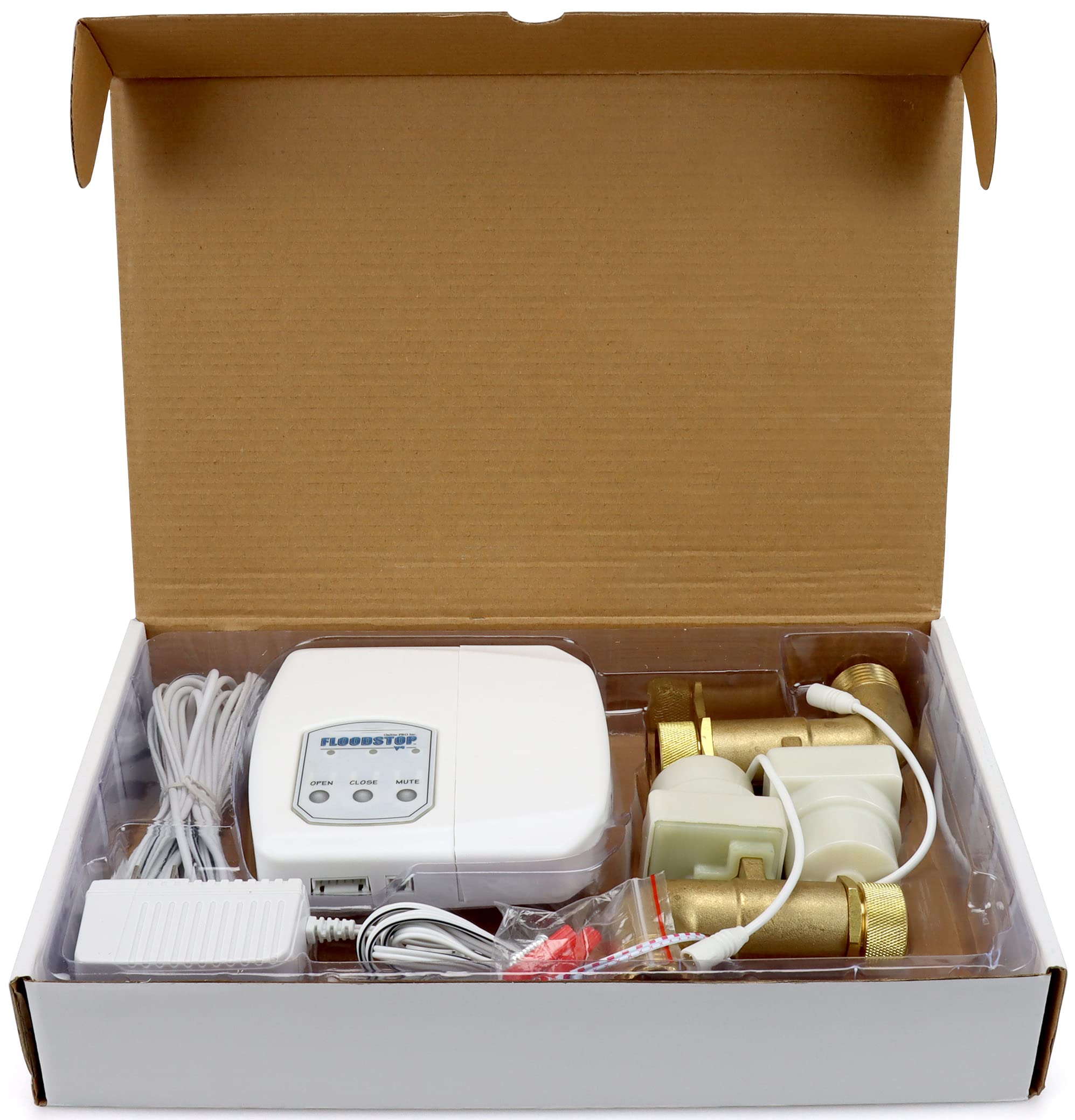 FloodStop brass 3/4-inch 90-degree valves highlight durable plumbing components