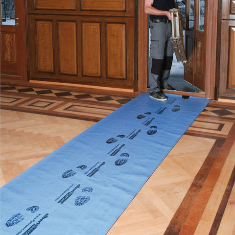 Floorotex Albert Blue roll easy-to-install anti-slip surface for setup.