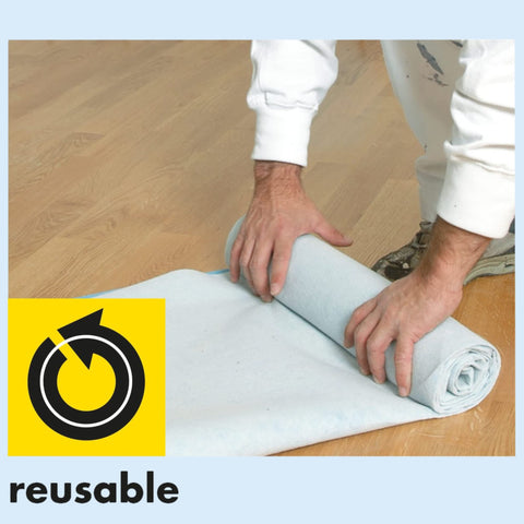 Floorotex Albert Blue roll easily adapts to stairs for protection.